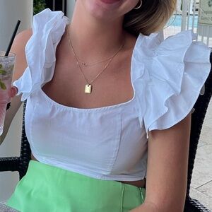 COPY - Zara White Ruffle Sleeve Top